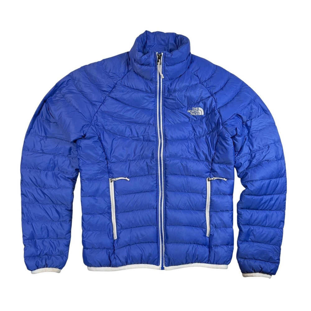 The North Face 600 Fill Down Puffer Jacket Women Small Royal Blue Quilted Zip